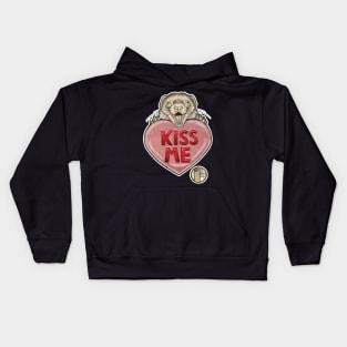 Kiss Me Ferret with Candy Heart - White Outlined Version Kids Hoodie